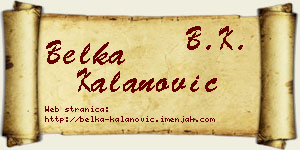 Belka Kalanović vizit kartica